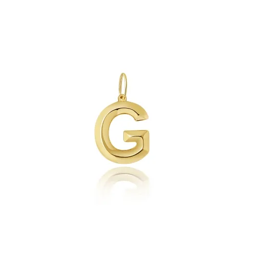 9ct Yellow Gold Initial Pendant G 12.2X13.7mm